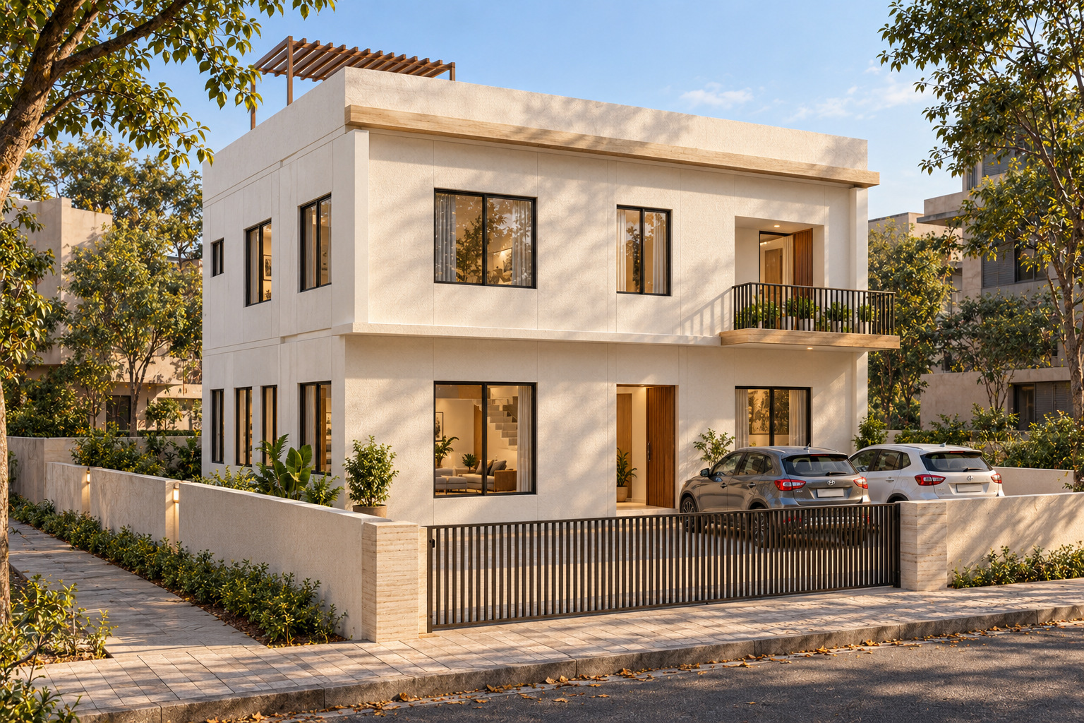 Ivory Ribbon — exterior · daylight; photorealistic design concept